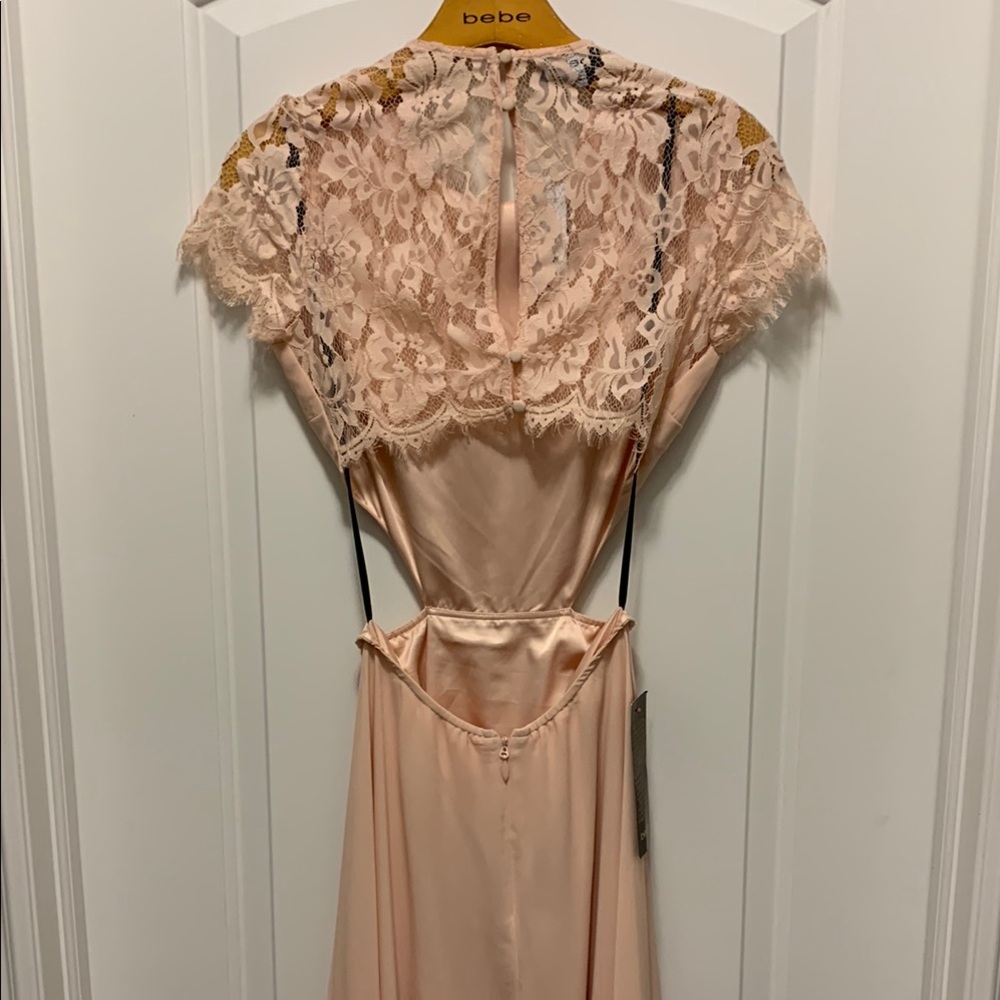 Bebe Lace and Satin Dress in Peach